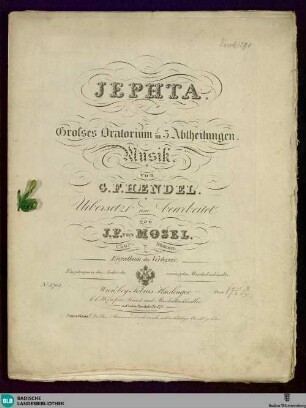 Jephta : großes Oratorium in 3 Abtheilungen