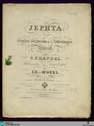 Jephta : großes Oratorium in 3 Abtheilungen