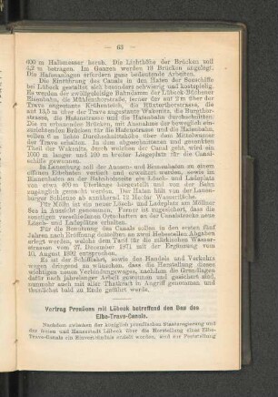 Vertrag Preußens mit Lübeck betreffend den Bau des Elbe-Trave-Canals.