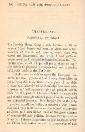 Chapter XII. Farewell to China