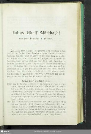 Julius Adolf Stöckhardt und seine Thätigkeit in Chemnitz