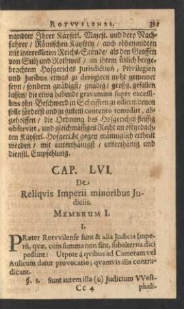 Cap. LVI. De Reliqvis Imperii minoribus Judiciis.
