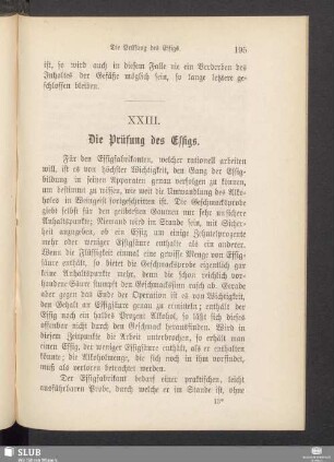 XXIII. Die Prüfung des Essigs