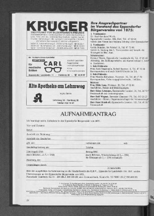 Ihre Ansprechpartner im Vorstand des Eppendorfer Bürgervereins von 1875: