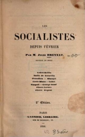 Les Socialistes depuis février : Ledru-Rollin [u.a.]