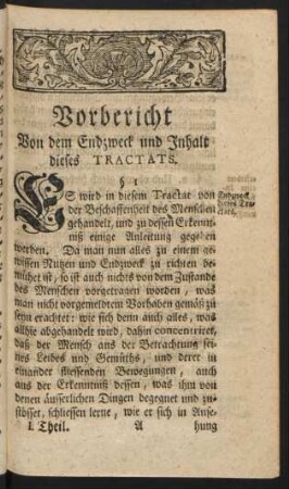 Vorbericht Von dem Endzweck und Inhalt dieses Tractats.