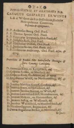 Perillustris Et Gratiosus D.D. Carolus Gasparus Erwinus ...