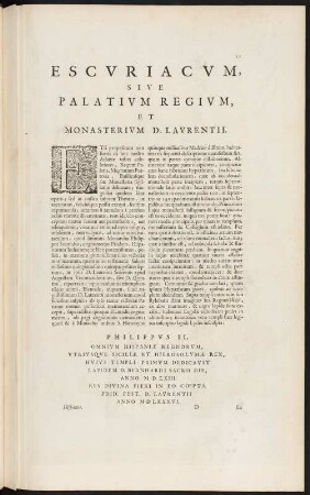 Ansicht des Real Sitio de San Lorenzo de El Escorial und Rückseite des Blattes, Spanien, Kupferstich, 1665 : Scenographia Fabricae S. Lavrentii in Escvriali. - [Amsterdam] : [Blaeu] , [bis 1662]. - 1 Ansicht : Kupferst. ; 75 x 47 cm // aus: Blaeu, Joan : Qvo Europae Liber XVII, Et Africa Continentvr. - Amstelaedami : Blaeu , 1662. - [2] Bl., XXV, 93 S., [26] Doppels., 165 S., [1] Bl., [13] Doppels. // (Geographiae Blavianae Volvmen ... ; 9)