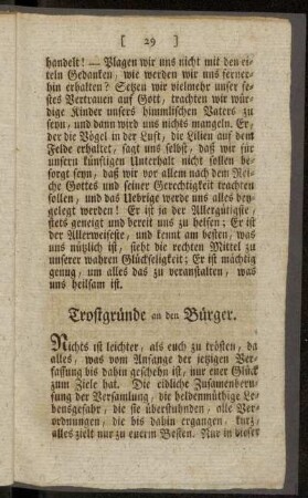 Trostgründe an den Bürger