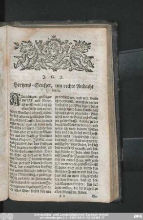 Hertzens-Seufzer, um rechte Andacht zu beten.