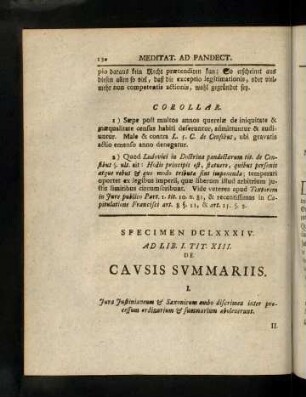 130-166, Specimen DCLXXXIV. Ad Lib. I. Tit. XIII. De Cavsis Svmmariis.