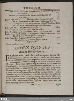 Index Quintus. Usuum Homileticorum
