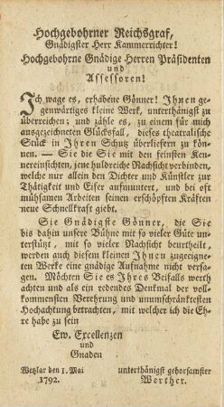 Hochgebohrner Reichsgraf, ...