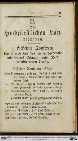 II Die Hochfürstlichen Landesstellen