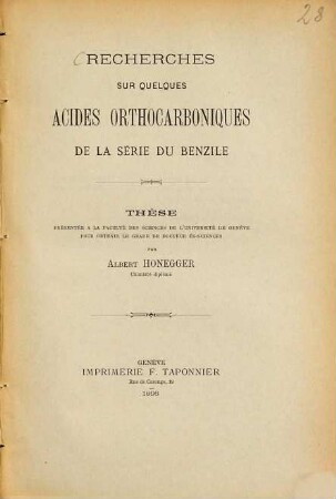 Recherches sur quelques acides orthocarboniques de la série du benzile