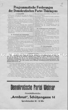 Programmatisches Flugblatt der Demokratischen Partei