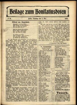 Zweite Ausgabe vom Sonntag, den 03. Mai 1903.