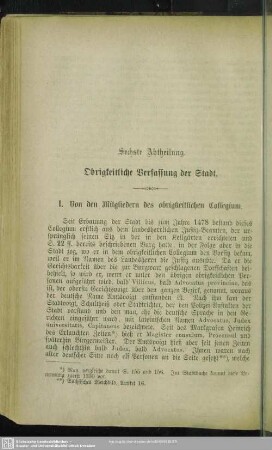 Sechste Abtheilung. Obrigkeitliche Verfassung der Stadt