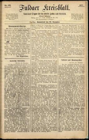 Ausgabe vom Samstag, den 22. Dezember 1877.