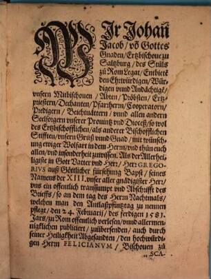 Des Allerheiligsten in Gott Vattern ... Gregorii ... Bryffs Bulla des grossen Banns