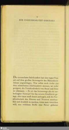 II. Die Individualität Goethes