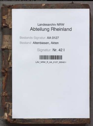 Lagerhebebuch sämtlicher Intraden der Kommende Siersdorf