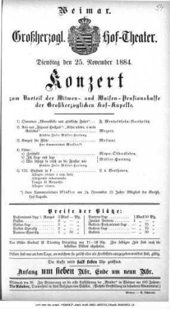 Konzert zum Vorteil der Witwen- und Waisen-Pensionskasse
