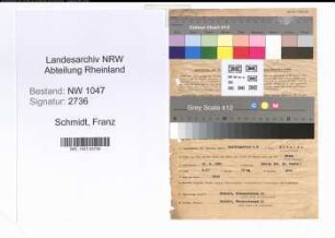 Entnazifizierung Franz Schmidt , geb. 21.08.1882 (Postbeamter)