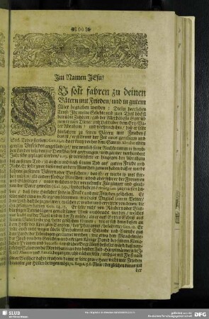 Leichenpredigt : Der Edle Friedemann, [allgemeiner Eingang], LeichenSpruch, Eingang, Abhandlung