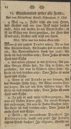 VI. Glaubenslied wider alle Feinde.