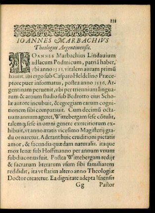Ioannes Marbachius Theologus Argentinensis.