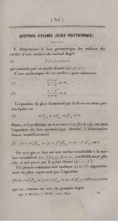 Questions d'examen (École polytechnique).