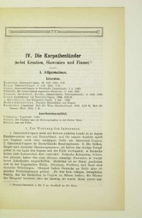 IV. Die Karpathenländer (nebst Kroatien, Slawonien und Fiume)