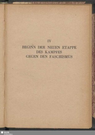 IV. Beginn Der Neuen Etappe Des Kampfes Gegen Den Faschismus