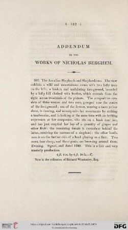 Addendum to the Works of Nicholas Berghem