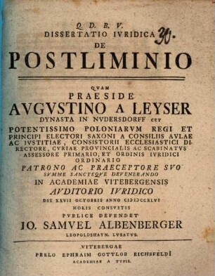 Diss. iur. de postliminio