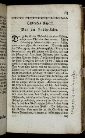 Siebendes Kapitel. Von der Indig-Küpe. - Neuntes Kapitel. Kalte Indig-Küpe ohne Harn.