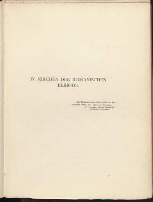 IV. Kirchen der romanischen Periode.