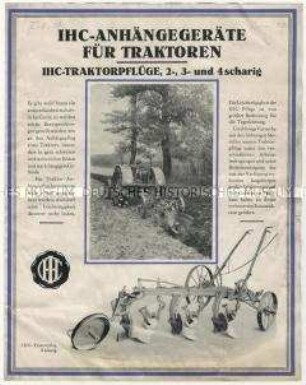 Anhängegeräte für Traktoren von der International Harvester Company in Amerika