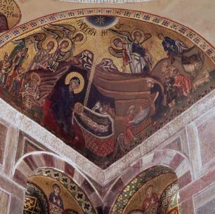Osios Lukas. Klosterkirche, Inneres, Christi Geburt in einem Trompenzwickel