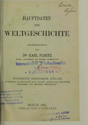 Hauptdaten der Weltgeschichte