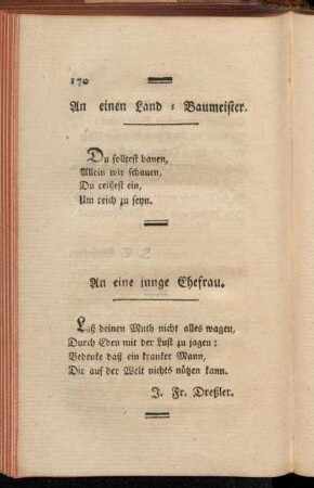 An einen Land-Baumeister.