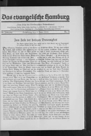 Zum Feste der heiligen Dreieinigkeit