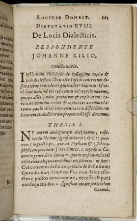 Disputatio XVIII. De Locis Dialecticis.