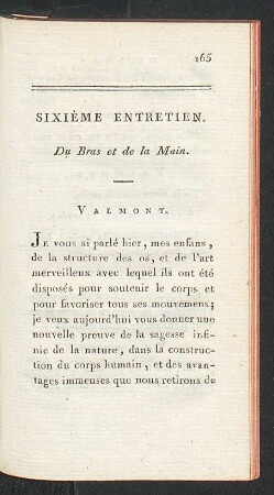 Sixième entretien. Du Bras et de la Main.