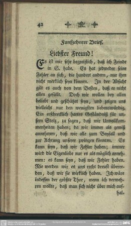 Funfzehnter Brief. Liebster Freund!