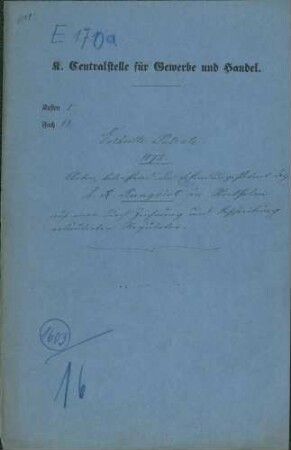 Patent des C.R. Rungvist in Stockholm auf einen Oszillations-Regulator