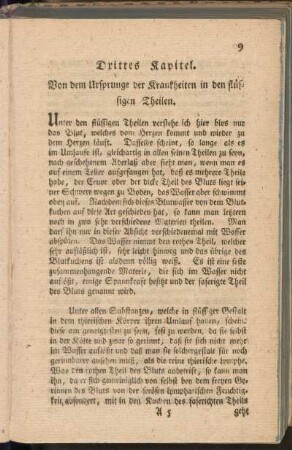 Drittes Kapitel. Von dem Ursprunge der Krankheiten in den flüsigen Theilen