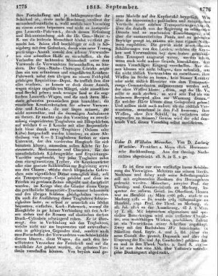 Ueber D. Wilhelm Münscher. Von D. Ludwig Wächter. Frankfurt a. Mayn 1814. Hermannsche Buchhandlung. Aus den theolog. Nachrichten abgedruckt. 18. S. in 8.