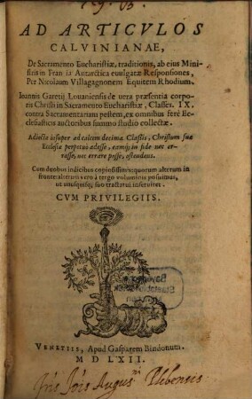 Ad Articulos Calvinianae De Sacramento Eucharistiae traditionis, ab eius Ministris in Francia Antarctica euulgatae Responsiones